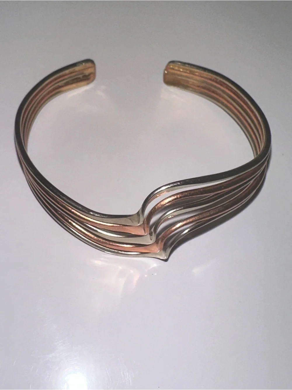 Fashion Jewelry Gold-Tone Layered Wave Open Cuff Bracelet